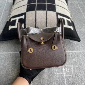 Mini Double-Zip Bag 19cm – Clemence, Rouge Sellier, Gold Hardware