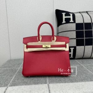 Top-Handle Bag 25cm – Togo, Rouge Casaque, Gold Hardware
