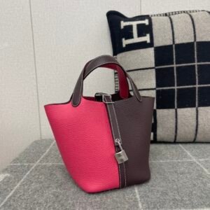 Bucket Tote 18cm – Clemence, Rose Extreme / Rouge Sellier, Silver Hardware