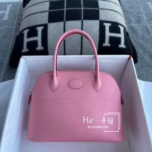 Rounded Zip Bag 27cm – Epsom, Rose Confetti, Gold Hardware