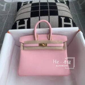 Top-Handle Bag 25cm – Swift, Rose Sakura, Gold Hardware