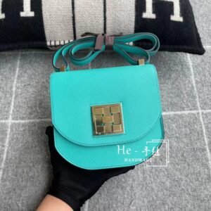 Slim Chain Flap Bag 17cm – Epsom, Blue Paon, Light Gold Hardware