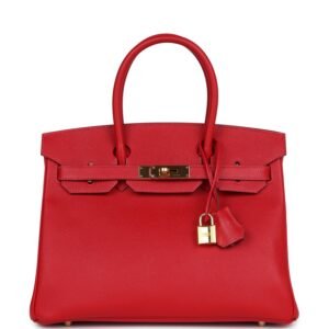 Hermes Birkin 30 Rouge Casaque Epsom Gold Hardware (MAC-H-B-240715-4)