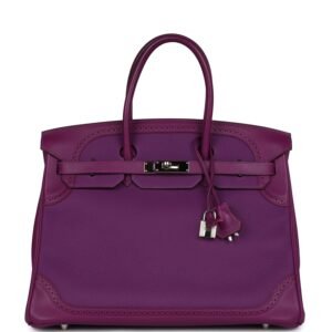 Hermes Birkin Ghillies 35 Anemone Togo and Swift Palladium Hardware