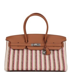 Hermes Shoulder Birkin Light 39 Multicolor Toile and Gold Swift Palladium Hardware (MAC-H-B-250423-3)