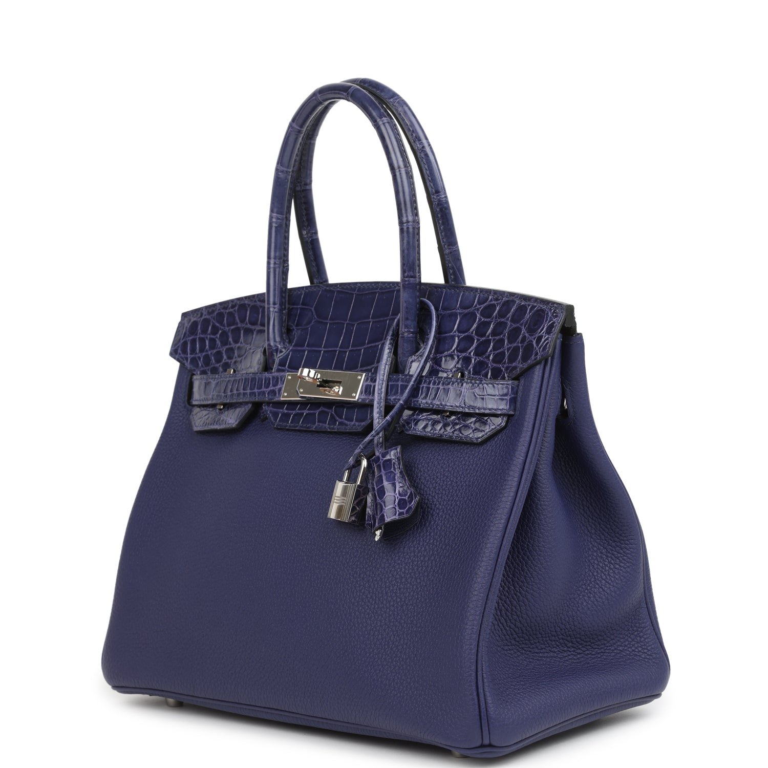 Hermes Birkin 30 Bleu Encre Togo and Shiny Niloticus Crocodile Touch Palladium Hardware - Image 5