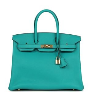 Hermes Birkin 35 Bleu Paon Togo Gold Hardware