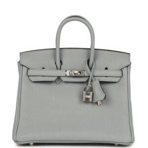 Hermes Birkin 25 Gris Pantin Togo Palladium Hardware
