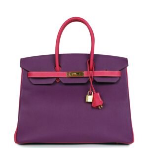 Hermes Special Order (HSS) Birkin 35 Violet, Rose Tyrien Epsom Gold Hardware
