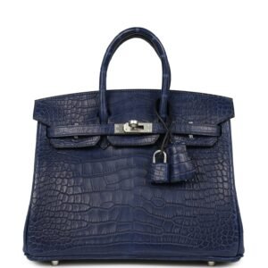Hermes Birkin 25 Bleu Saphir Matte Alligator Palladium Hardware