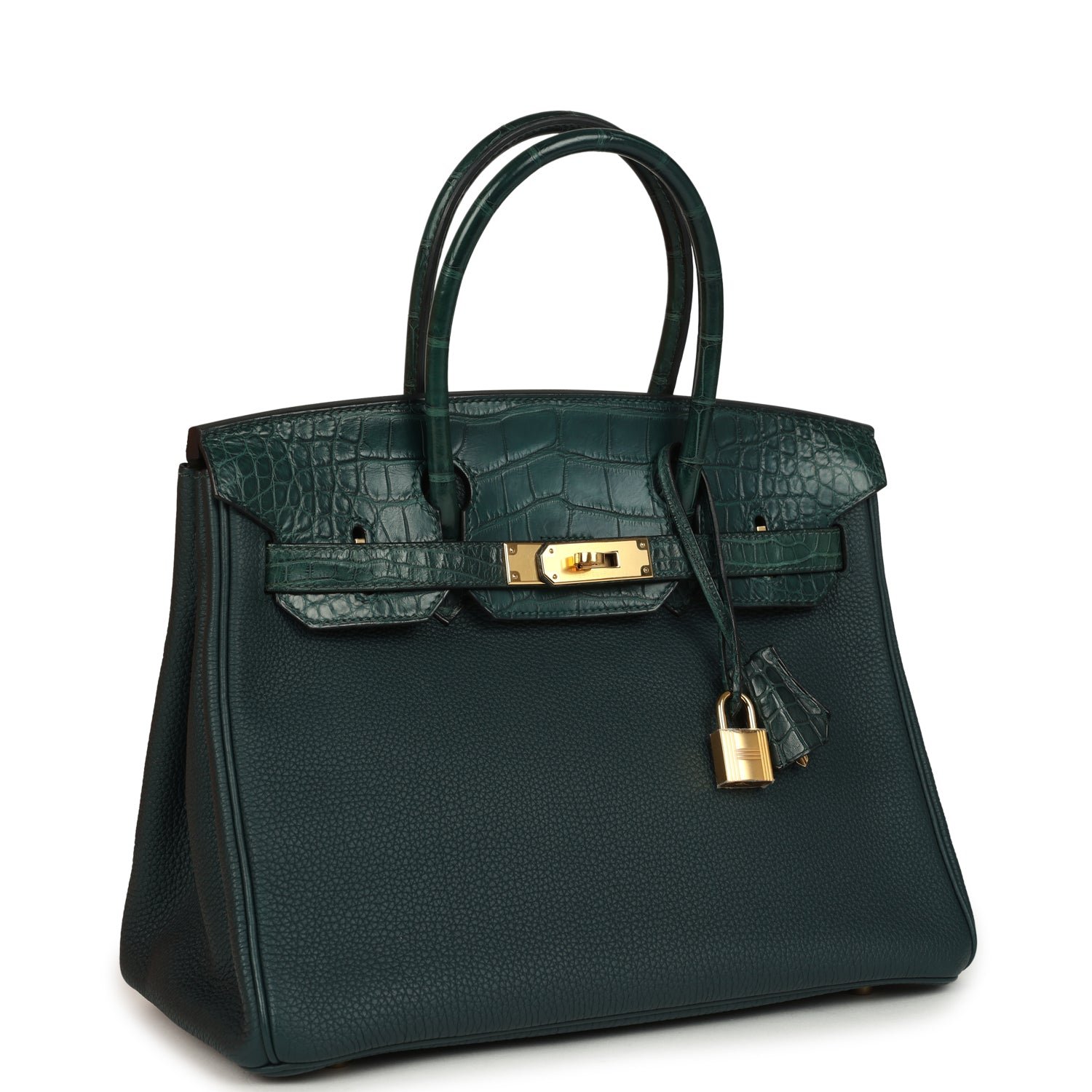 Hermes Birkin 30 Vert Cypress Togo and Matte Alligator Touch Gold Hardware - Image 2