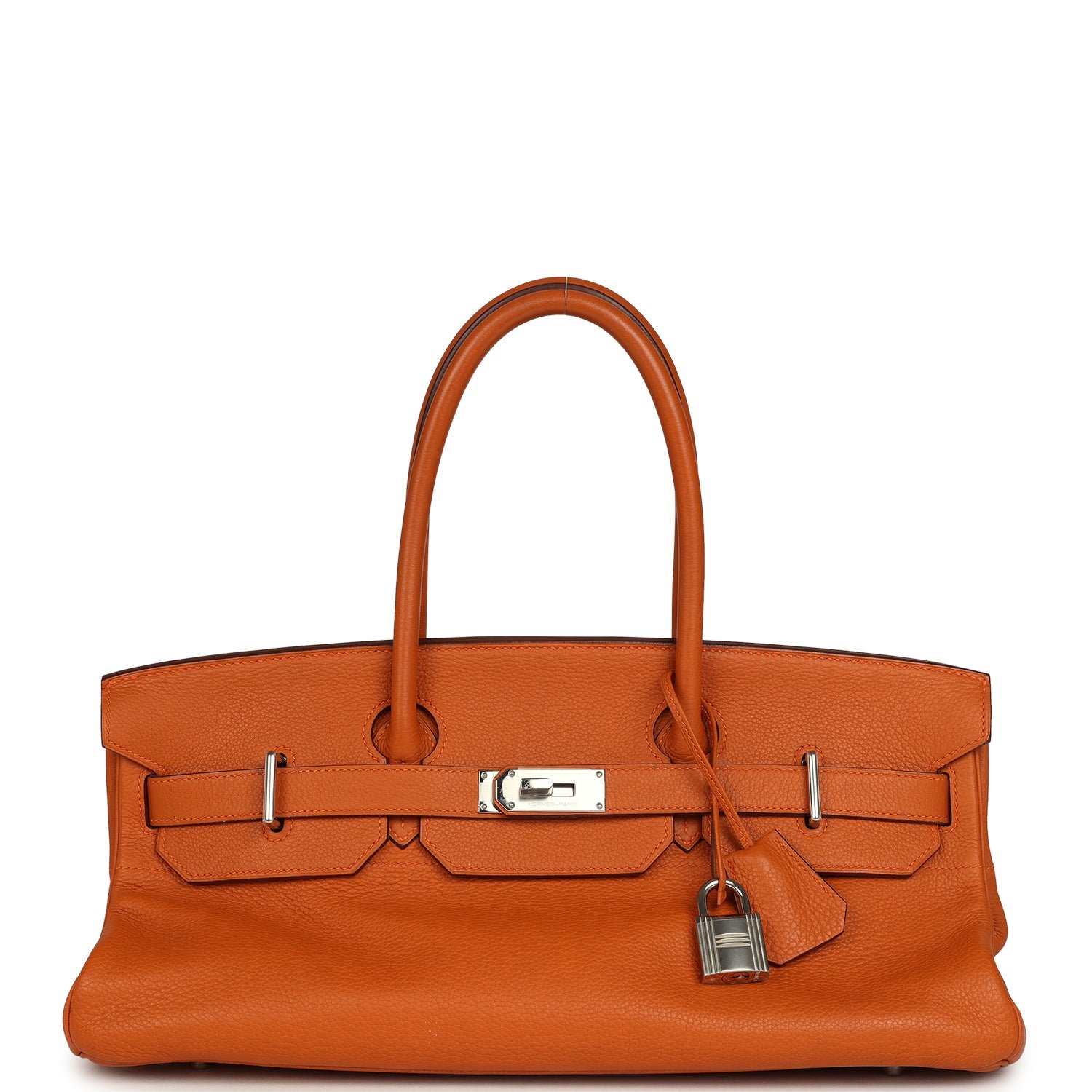 Vintage Hermes Shoulder Birkin 42 JPG Orange Clemence Palladium Hardware