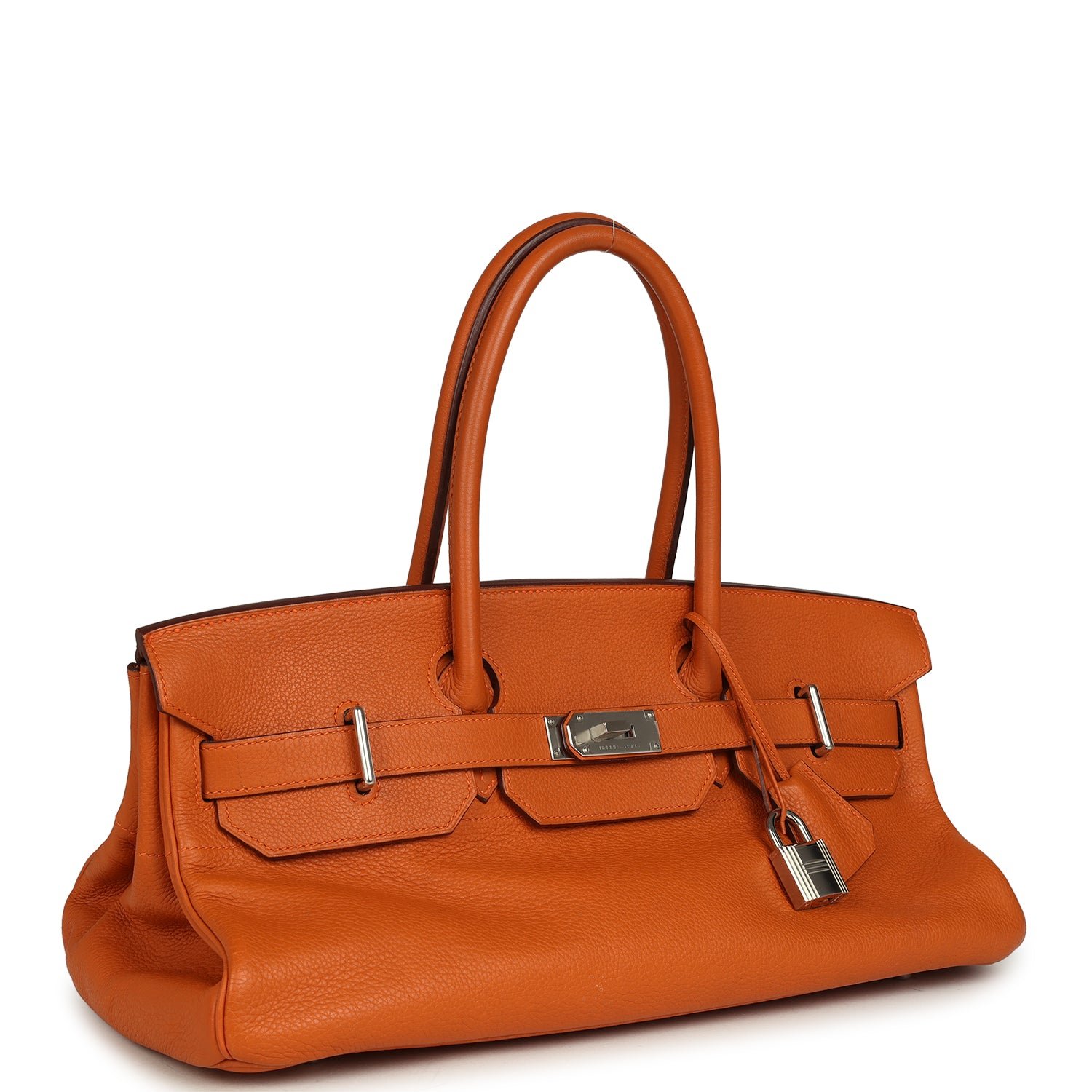 Vintage Hermes Shoulder Birkin 42 JPG Orange Clemence Palladium Hardware - Image 2