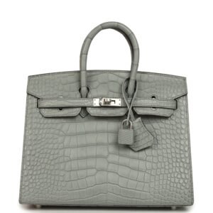 Hermes Birkin Sellier 25 Gris Ciment Matte Alligator Palladium Hardware