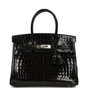 Hermes Birkin 30 Black Shiny Crocodile Niloticus Palladium Hardware