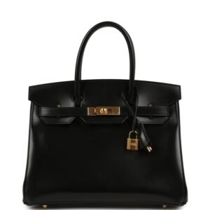 Hermes Birkin 30 Black Box Gold Hardware
