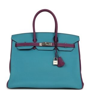 Hermes Special Order (HSS) Birkin 35 Bleu Izmir, Anemone Togo Brushed Palladium Hardware
