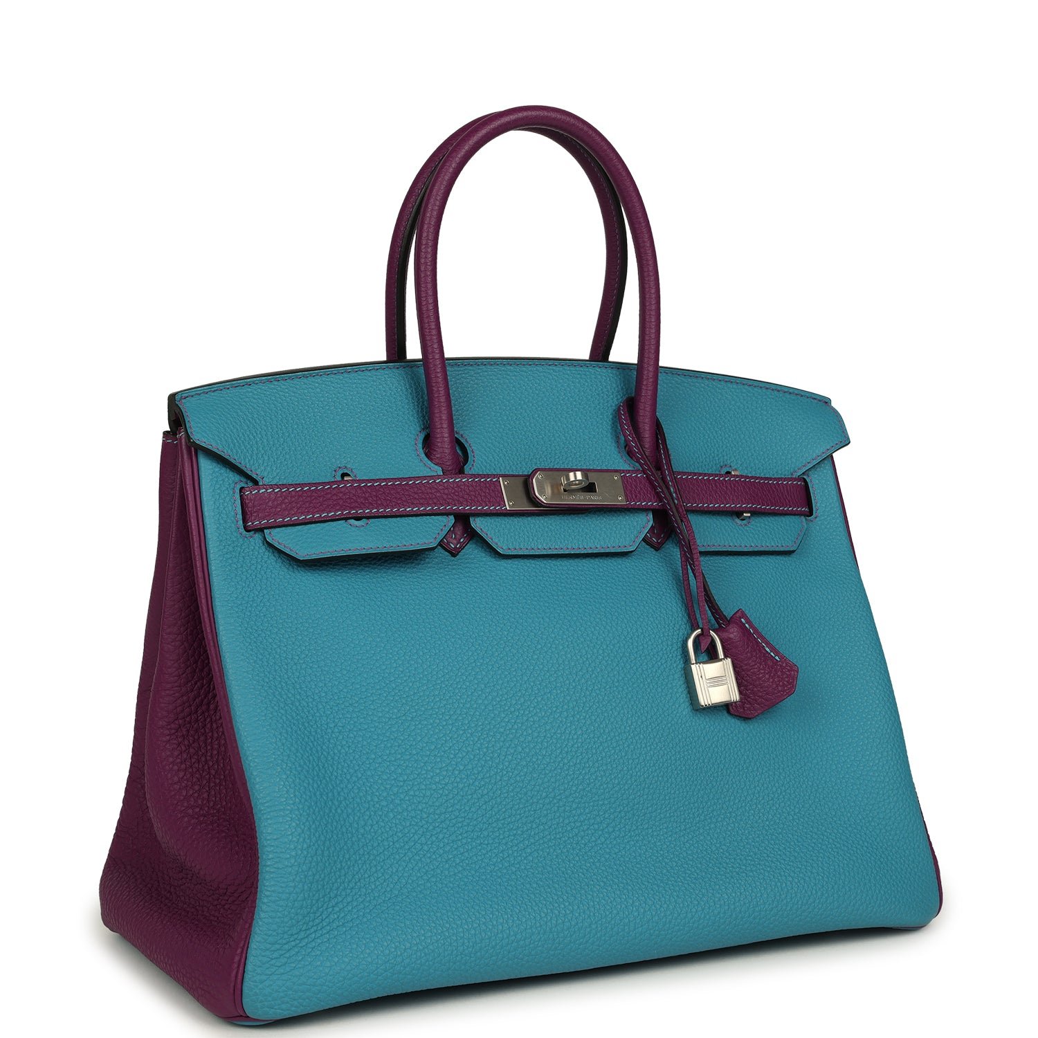 Hermes Special Order (HSS) Birkin 35 Bleu Izmir, Anemone Togo Brushed Palladium Hardware - Image 2