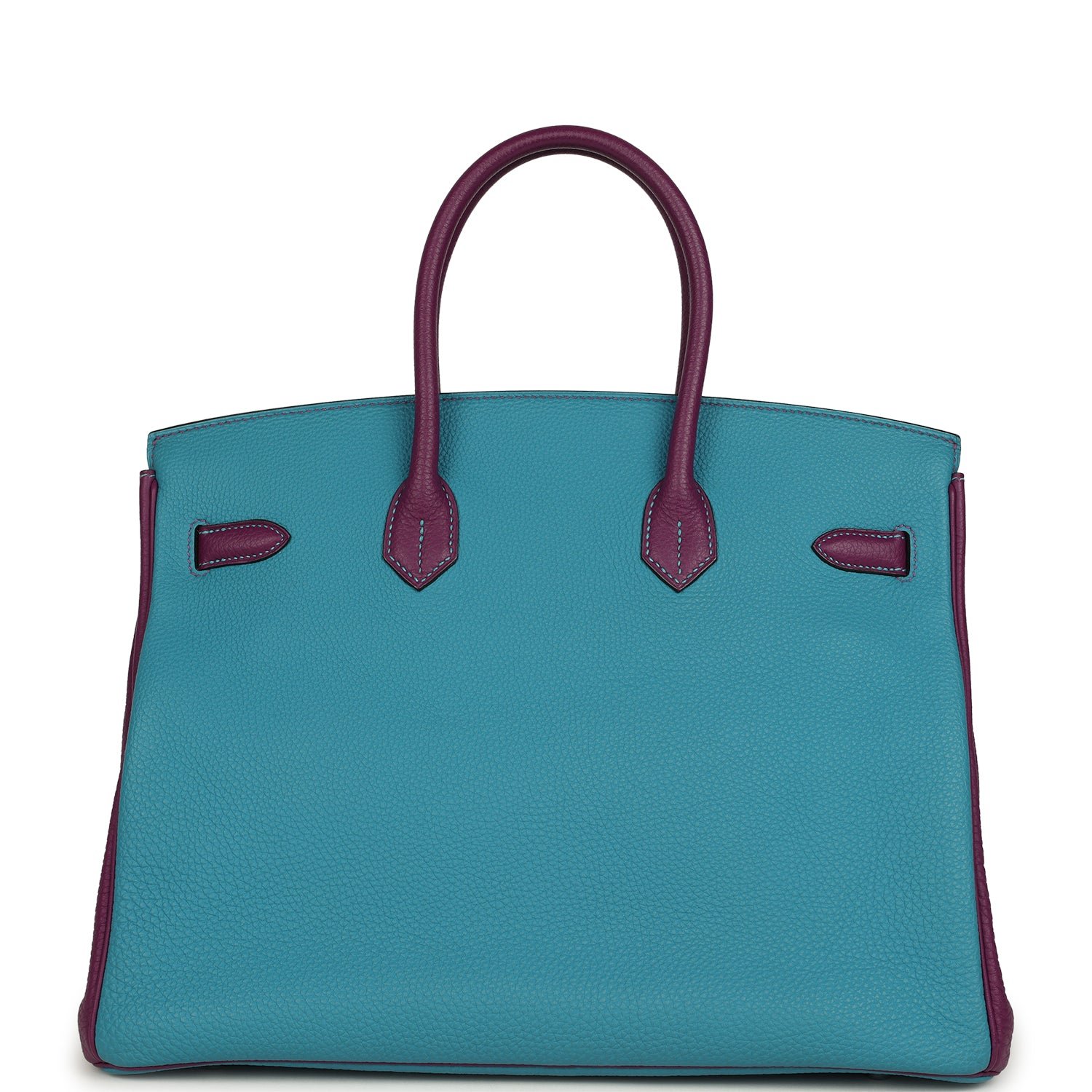 Hermes Special Order (HSS) Birkin 35 Bleu Izmir, Anemone Togo Brushed Palladium Hardware - Image 4