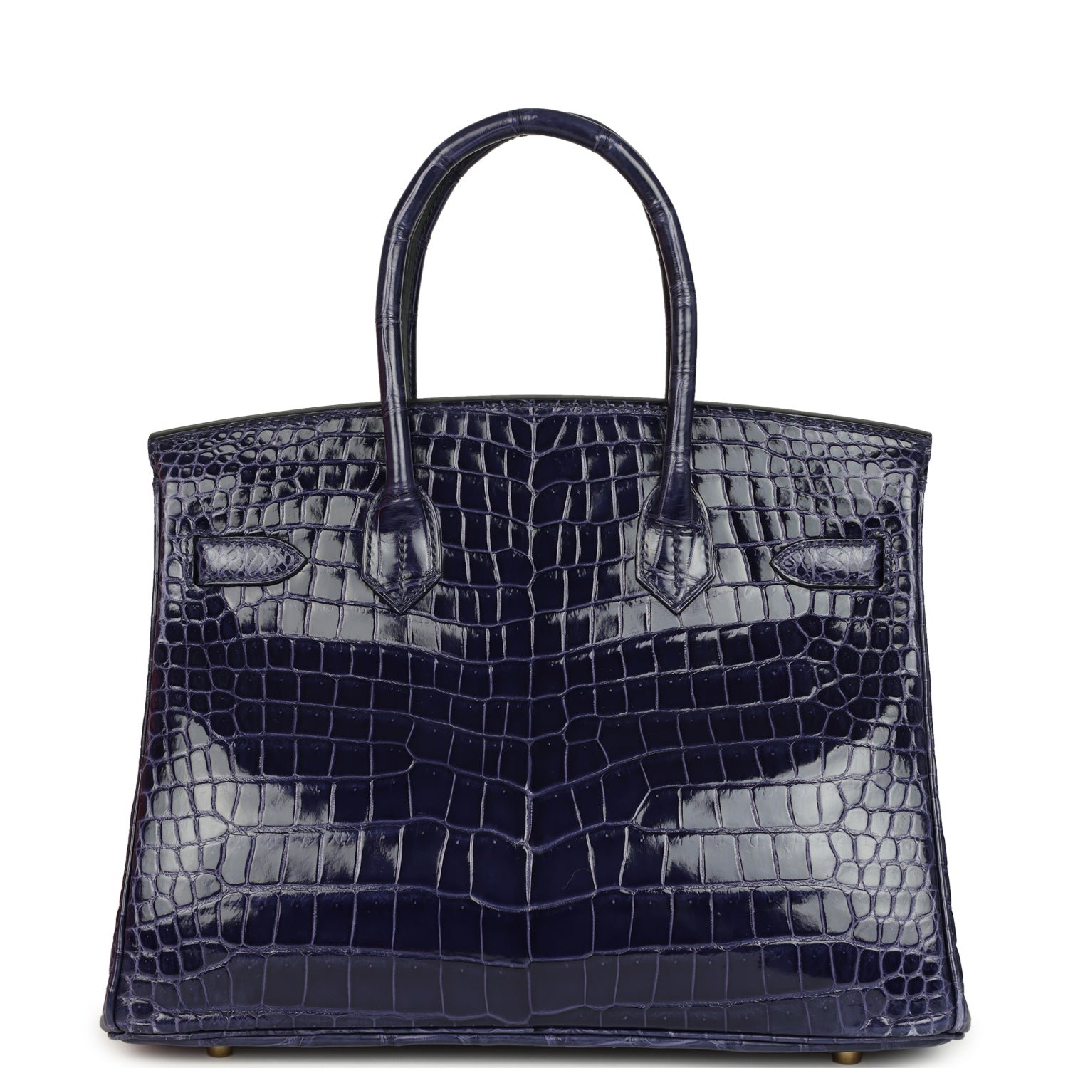 Hermes Birkin 30 Bleu Encre Shiny Porosus Crocodile Gold Hardware - Image 4