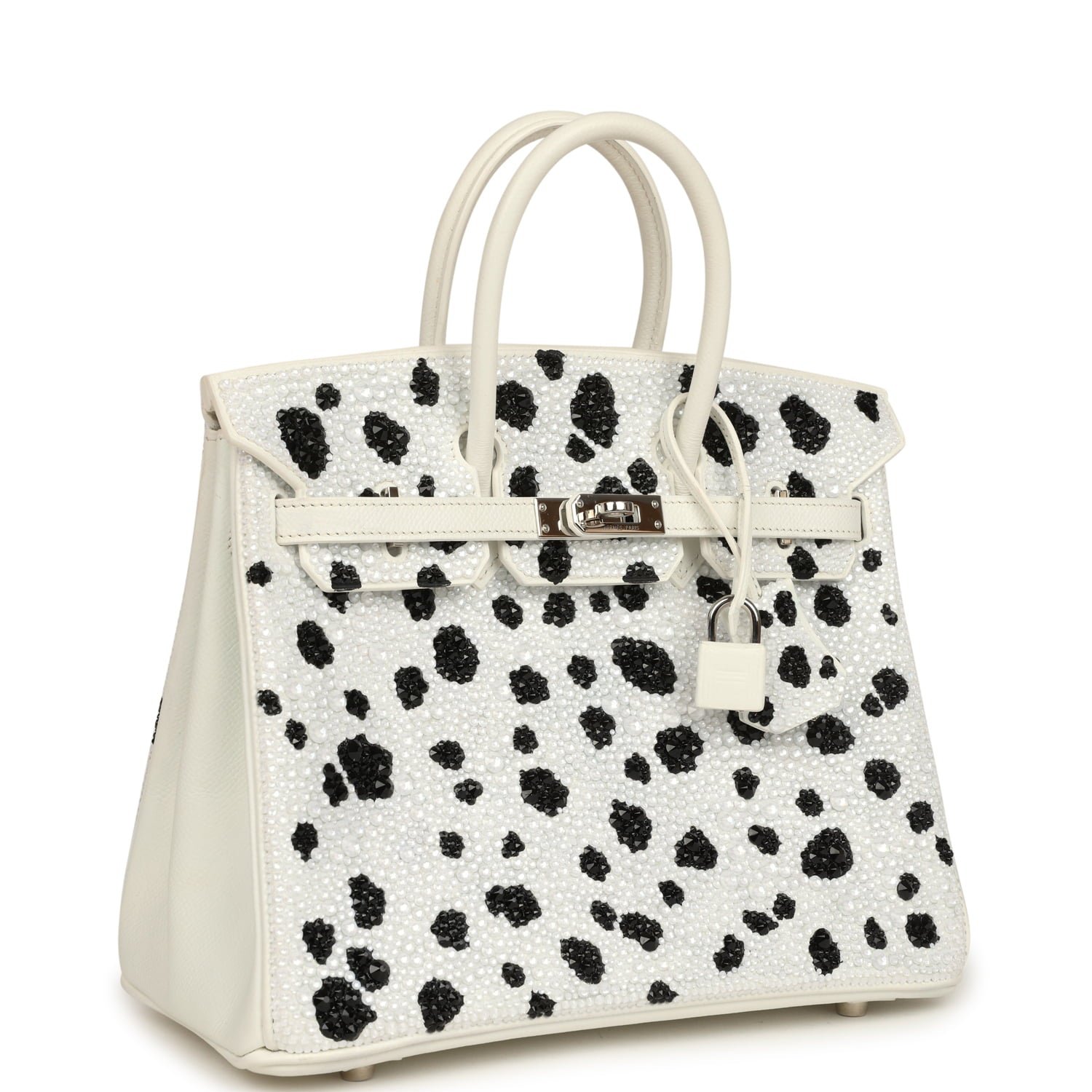 Custom "Dalmatian" Swarovski Crystal Hermès Birkin 25 White Epsom Palladium Hardware - Image 2