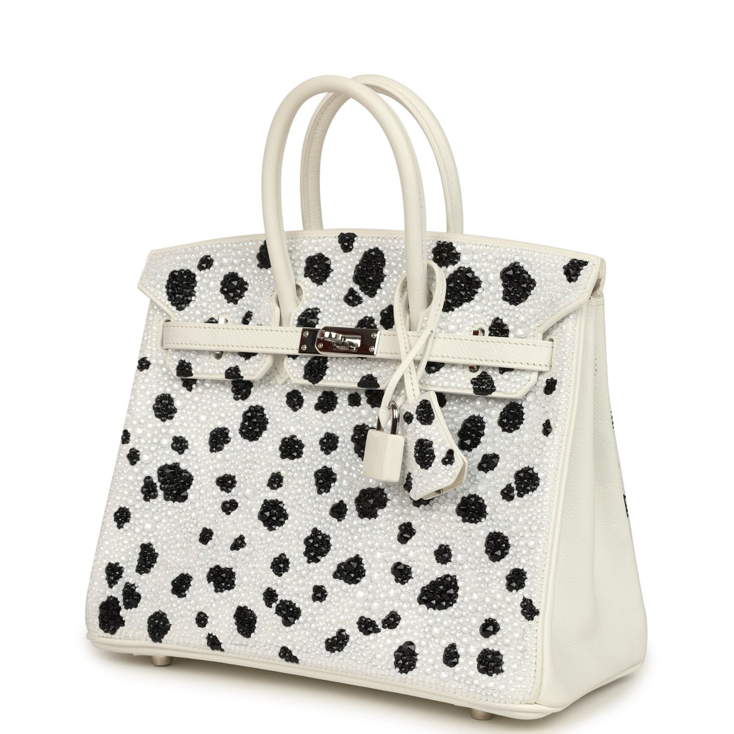 Custom "Dalmatian" Swarovski Crystal Hermès Birkin 25 White Epsom Palladium Hardware - Image 5
