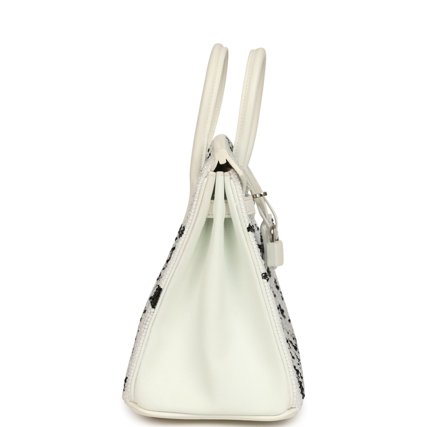 Custom "Dalmatian" Swarovski Crystal Hermès Birkin 25 White Epsom Palladium Hardware - Image 3