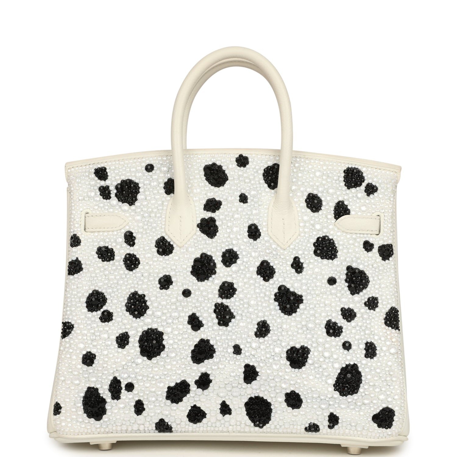 Custom "Dalmatian" Swarovski Crystal Hermès Birkin 25 White Epsom Palladium Hardware - Image 4