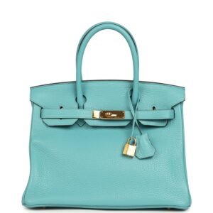 Hermes Birkin 30 Bleu Saint-Cyr Clemence Gold Hardware