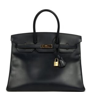 Hermes Birkin 35 Bleu Navy Box Gold Hardware