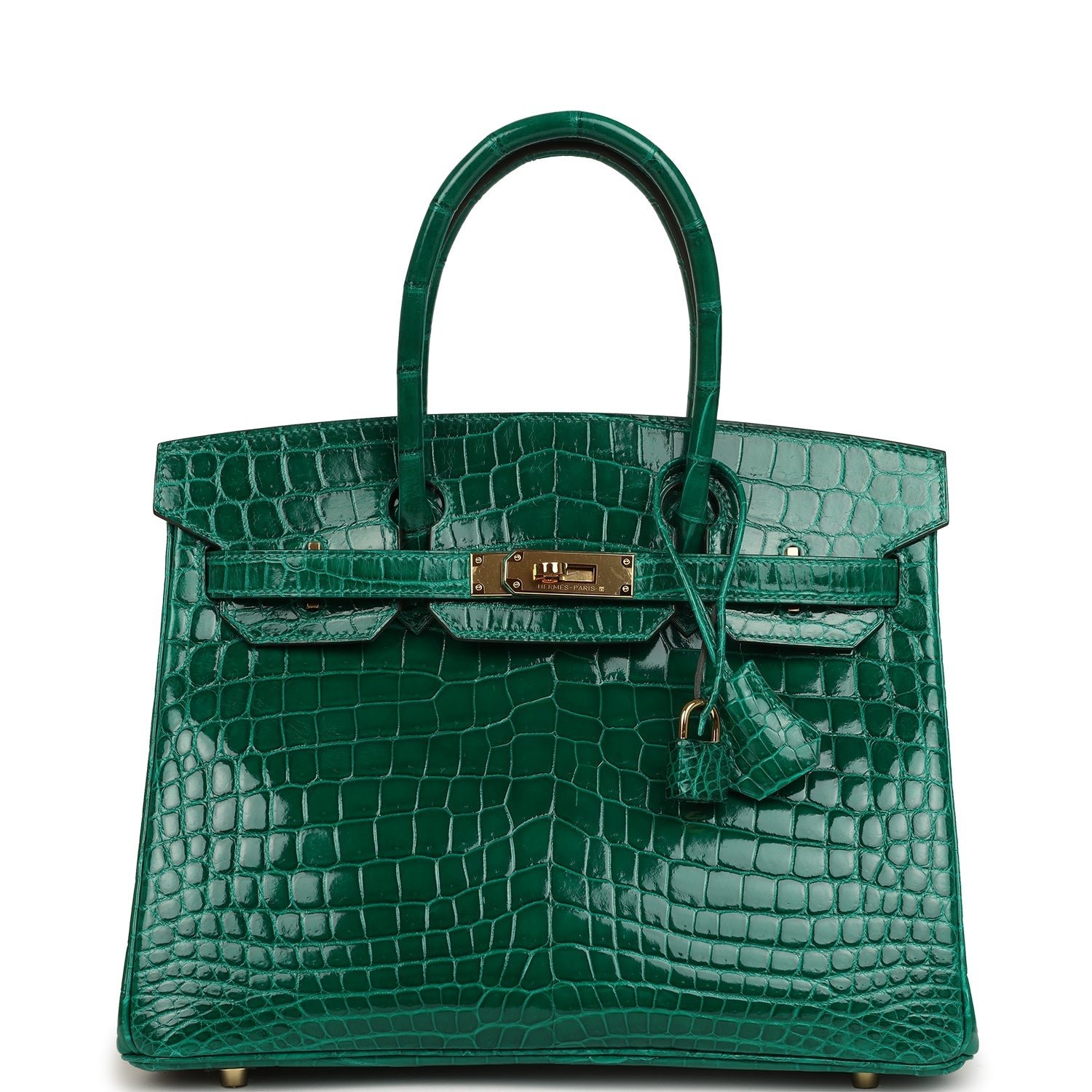 Hermes Birkin 30 Vert Emerald Shiny Niloticus Crocodile Gold Hardware