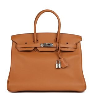 Hermes Birkin 35 "Sea Surf and Fun" Toffee Novillo Palladium Hardware