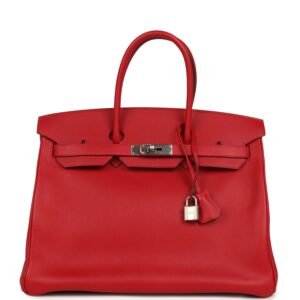 Hermes Birkin 35 Rouge Casaque Epsom Palladium Hardware