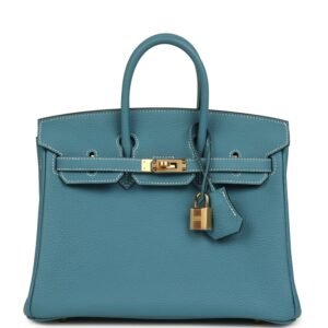 Hermes Birkin 25 Blue Jean Togo Gold Hardware