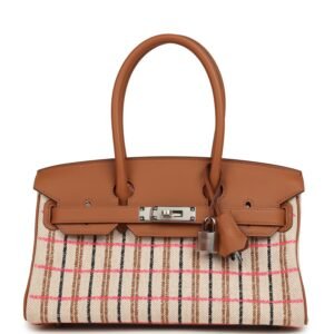 Hermes Shoulder Birkin Light 29 Multicolor Toile and Gold Swift Palladium Hardware