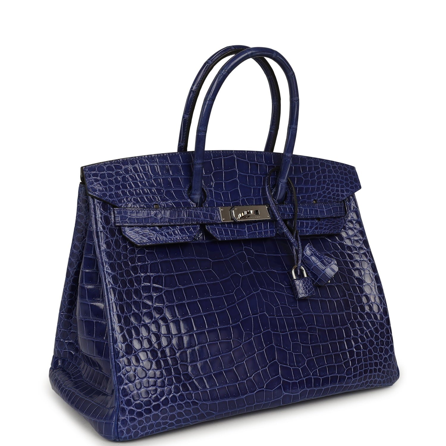 Hermes Birkin 35 Bleu Electric Shiny Porosus Crocodile Palladium Hardware - Image 2