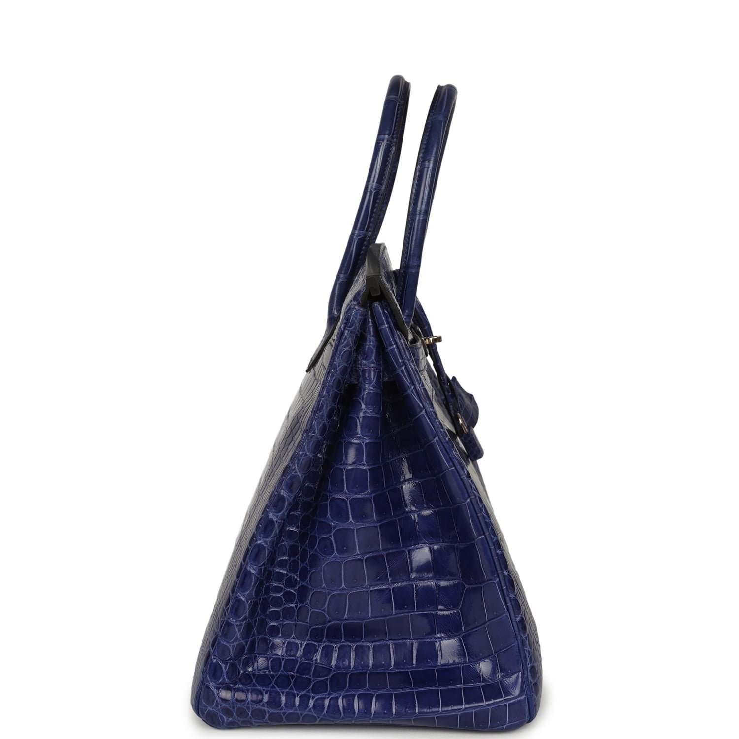 Hermes Birkin 35 Bleu Electric Shiny Porosus Crocodile Palladium Hardware - Image 3