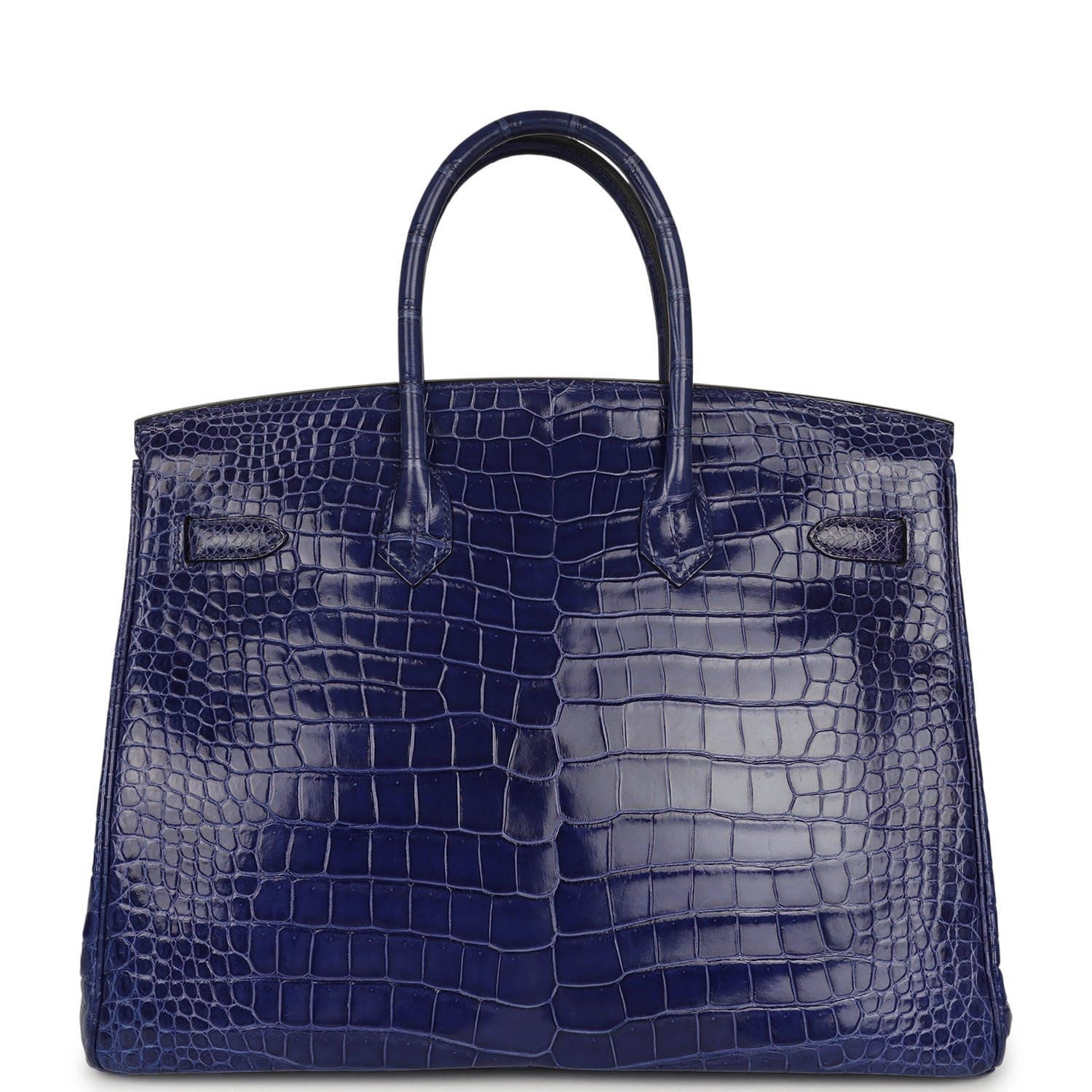 Hermes Birkin 35 Bleu Electric Shiny Porosus Crocodile Palladium Hardware - Image 4