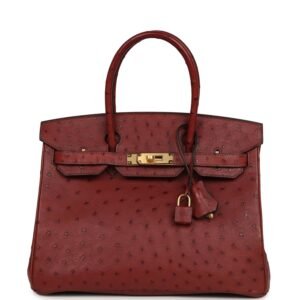 Hermes Birkin 30 Rouge H Ostrich Gold Hardware