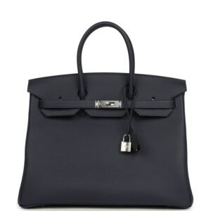 Hermes Birkin 35 Bleu Nuit Togo Palladium Hardware