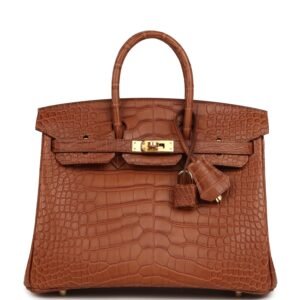 Hermes Birkin 25 Gold Matte Alligator Gold Hardware
