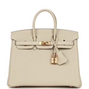Hermes Birkin 25 Craie Togo Rose Gold Hardware