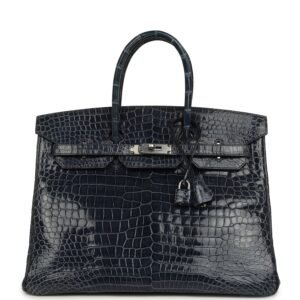 Hermes Birkin 35 Bleu Abysse Shiny Porosus Crocodile Palladium Hardware (MAC-H-B-260414-5)
