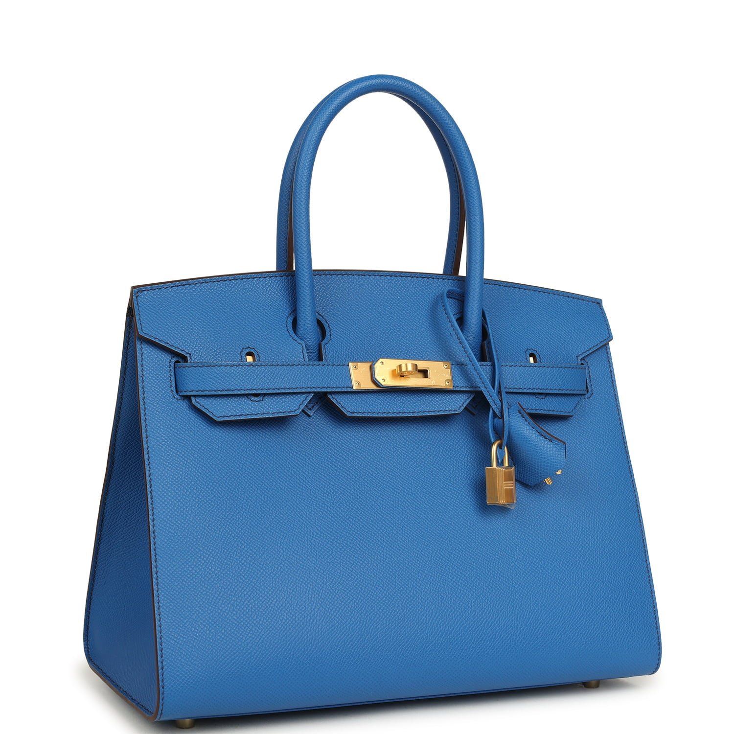 Hermes Special Order (HSS) Birkin Sellier 30 Bleu France Epsom Brushed Gold Hardware - Image 2