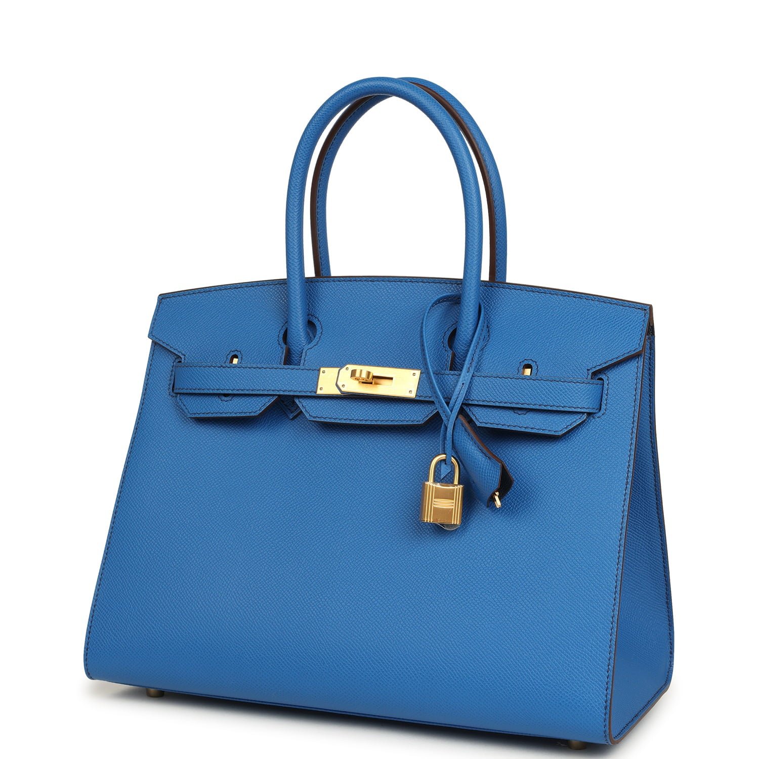 Hermes Special Order (HSS) Birkin Sellier 30 Bleu France Epsom Brushed Gold Hardware - Image 5