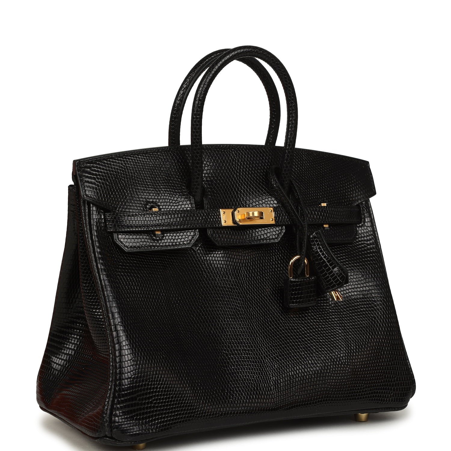 Hermes Birkin 25 Black Shiny Varanus Niloticus Lizard Gold Hardware - Image 2