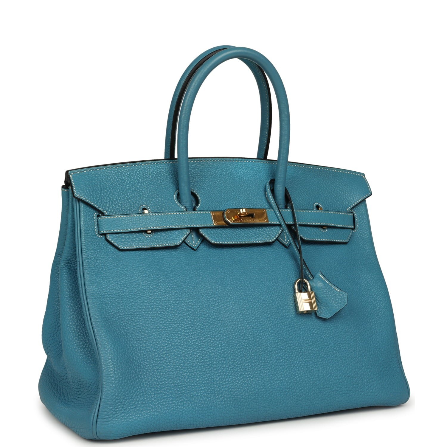 Vintage Hermes Birkin 35 Blue Jean Togo Gold Hardware - Image 2
