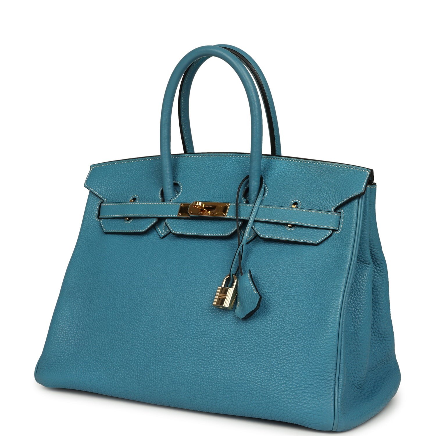 Vintage Hermes Birkin 35 Blue Jean Togo Gold Hardware - Image 3