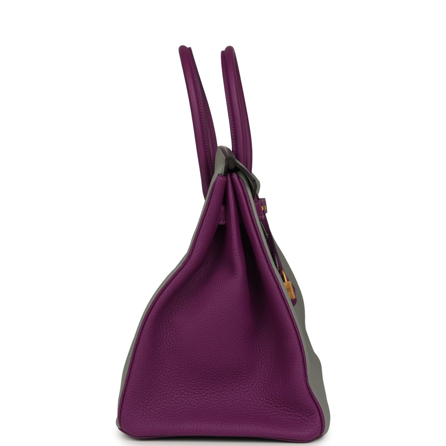 Hermes Special Order (HSS) Birkin 35 Gris Mouette, Anemone Togo Brushed Gold Hardware - Image 3