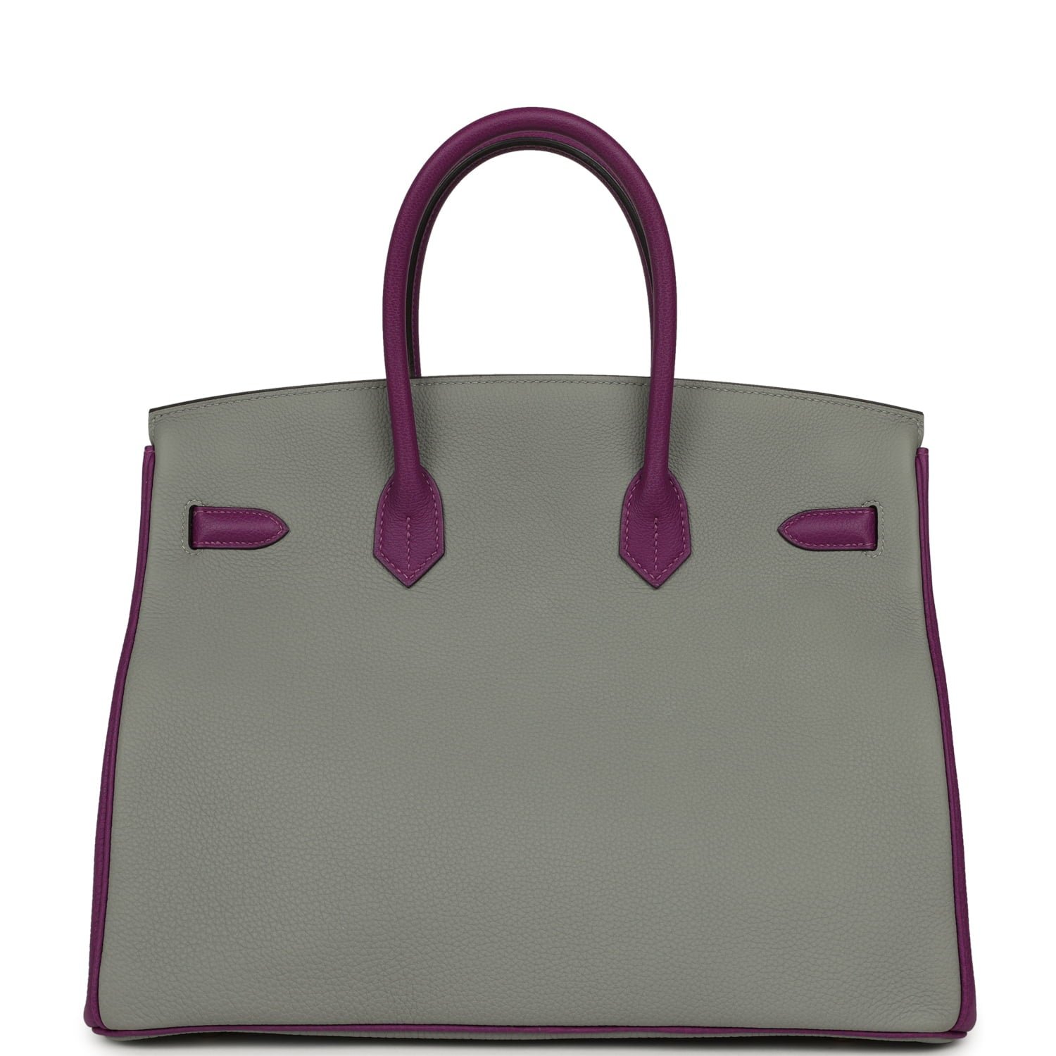 Hermes Special Order (HSS) Birkin 35 Gris Mouette, Anemone Togo Brushed Gold Hardware - Image 4